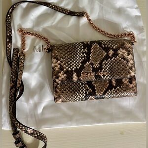 Michael Kors Brown Snake Print Crossbody Bag
